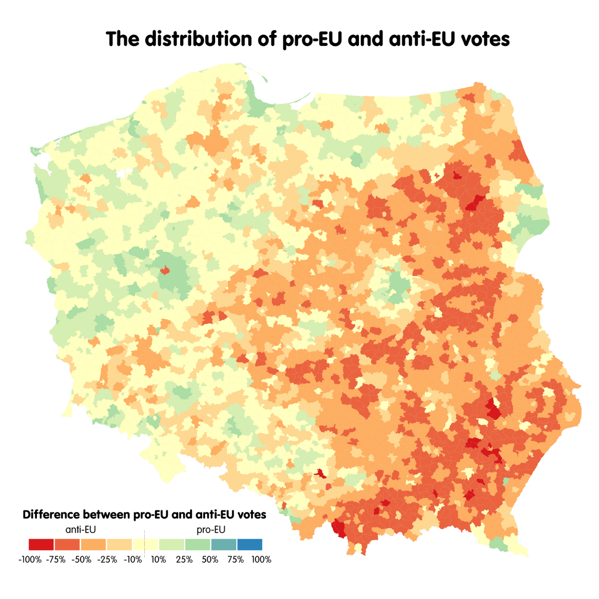 Poland - The distribution of pro_EU and anti-EU votes